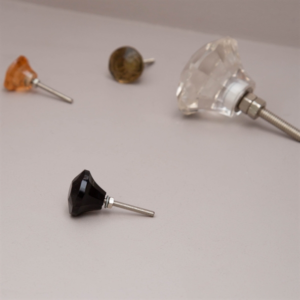 Black glass diamond knob Small
